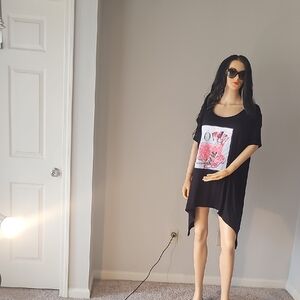 Black Graphic Mini Dress